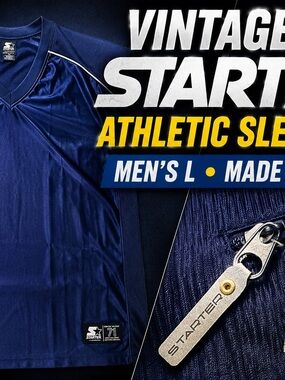 STARTER Men's Athletic Sleeveless Jersey in Navy Blue with White Trim